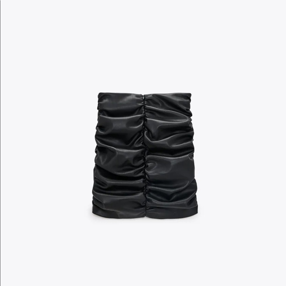 ZARA Draped Faux Leather Skirt